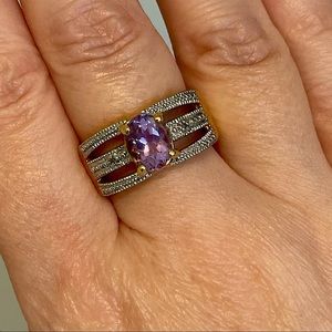 Amethyst Ring- 18k Gold over Sterling Silver
